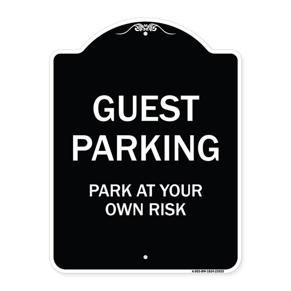 Designer Series Guest Parking, Black & White Heavy-Gauge Aluminum Sign, 24" x 18", BW-1824-23925